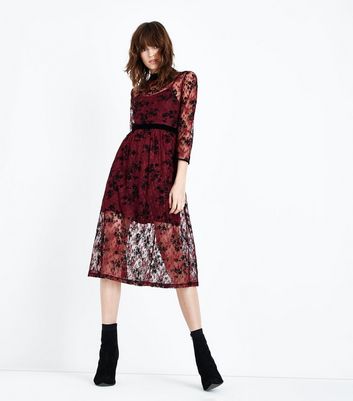 Weinrotes midikleid Clearance